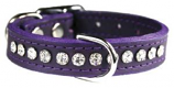 Leather Brothers - 1/2" Regular Leather Jewel Collar CTR D - Purple - 10" Length