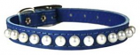 Leather Brothers - 3/8" Pocket Pups Pearl Adjustable Collar - Blue - 9-11" Length