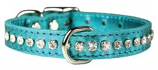 Leather Brothers - 1/2" Regular Leather Jewel Collar CTR D - Metallic Turquoise - 16" Length