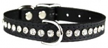 Leather Brothers - 1/2" Regular Leather Jewel Collar CTR D - Black - 16" Length