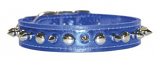 Leather Brothers - 1" Signature Leather Spike & Stud Collar - Metallic Blue - 24" Length