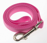 Leather Brothers - 3/4" X 4' 1-Ply Nylon Lead - Nickel Bolt - Pink