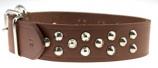 Leather Brothers - 1.5" Dee-In-Front  Bully Leather Cone Studded Collar - 21" Length