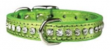 Leather Brothers - 1/2" Regular Leather Jewel Collar CTR D - Metallic Lime Green - 12" Length