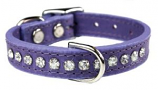 Leather Brothers - 1/2" Regular Leather Jewel Collar CTR D - Lavender - 12" Length