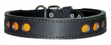 Leather Brothers - 1.25" Dee-In-Front  2-Ply Leather Reflecto Tapered Collar - Black - 21" Length