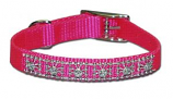 Leather Brothers - 3/8" Jewel Nylon Collar - Neon pink - 10" Length