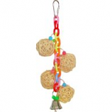 A&E Cage Company  - Happy Beaks 4 - Vine Balls On Chain With Bell - Multi-Color