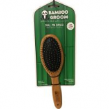Paws/Alcott -Bamboo Oval Pin Brush With Stainless Steel Pins - Tan/Black - Large