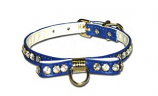 Leather Brothers - 3/8" Majestic Jeweled Bow & Center Dee Collar - Blue - 14" Length