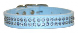 Leather Brothers - 3/4" Signature Leather 2-Row Crystal Collar - Baby Blue - 20" Length