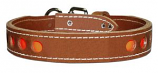 Leather Brothers - 1.25" Dee-In-Front  2-Ply Leather Reflecto Tapered Collar - Brown - 23" Length