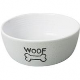 Ethical Stoneware Dish - Nantucket Woof Dog Stoneware Dish - Grey - 5 Inch