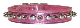 Leather Brothers - 1" Signature Leather Spike & Stud Collar - Metallic Pink - 26" Length