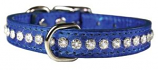 Leather Brothers - 1/2" Regular Leather Jewel Collar CTR D - Metallic Blue - 16" Length