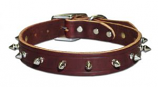 Leather Brothers - 1" Regular 1-Ply Spiked Latigo Collar - Burgundy - 20" Length