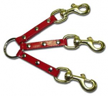 Leather Brothers - 3-Dog Sunglo Couplet - Brass Bolt - Red