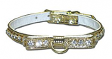 Leather Brothers - 3/8" Majestic Jeweled Bow & Center Dee Collar - Gold - 16" Length