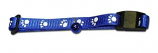 Leather Brothers - 3/8" Reflective Paw Adjustable Cat Collar - Blue - 8-14" Length