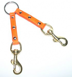 Leather Brothers - 2-Dog Sunglo Couplet - Brass Bolt - Orange