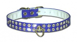Leather Brothers - 1/2" Majestic 2-Row Jewel Post Ring Collar - Blue - 12" length