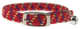 Leather Brothers - 3/8" Pattern Stretch Cat Collar - Red - 8-14" Length