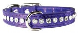 Leather Brothers - 1/2" Regular Leather Jewel Collar CTR D - Metallic Purple - 10" Length
