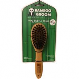 Paws/Alcott -Bamboo Oval Bristle Brush with Natural Boar Bristles - Tan/Black - Small/Medium