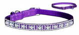 Leather Brothers - 3/8" Jeweled Nylon Cat Collar - Purple - 15" Length