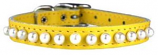 Leather Brothers - 3/8" Pocket Pups Pearl Adjustable Collar - Yellow - 9-11" Length