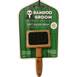 Paws/Alcott -Bamboo Soft Slicker Brush With Comfort Tip Pins - Tan/Black - Small