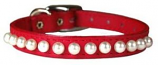 Leather Brothers - 3/8" Pocket Pups Pearl Adjustable Collar - Red - 9-11" Length
