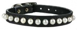 Leather Brothers - 3/8" Pocket Pups Pearl Adjustable Collar - Black - 9-11" Length
