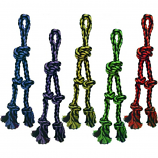 Multipet International - Nuts For Knots Rope Tug W/2 Danglers - Assorted - 15 Inch
