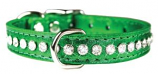 Leather Brothers - 1/2" Regular Leather Jewel Collar CTR D - Metallic Emerald Green - 10" Length