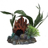 Blue Ribbon Pet Products -Exotic Environments Fire Coral Cave with Plants - Small