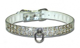 Leather Brothers - 1/2" Majestic 2-Row Jewel Post Ring Collar - Silver - 12" length