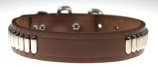 Leather Brothers - 1" Dee-In-Front Bully Leather Oblong Studded Collar - 19" Length