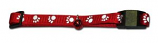 Leather Brothers - 3/8" Reflective Paw Adjustable Cat Collar - Red - 8-14" Length