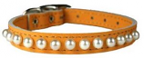Leather Brothers - 3/8" Pocket Pups Pearl Adjustable Collar - Mandarin - 9-11" Length
