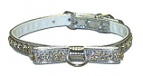 Leather Brothers - 3/8" Majestic Jeweled Bow & Center Dee Collar - Silver - 14" Length