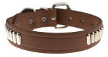 Leather Brothers - 1" Regular Bully Leather Oblong Studded Collar- 19" Length